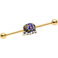 BodyCandy 14G Gold Tone Rococo Elephant Industrial Barbell 38mm — main product shot