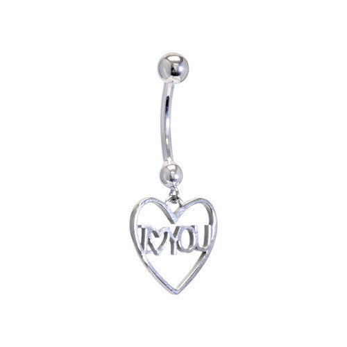 BodyCandy 16G Solid 14K White Gold I LOVE YOU HEART Belly Ring — main product shot