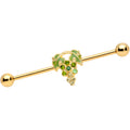 BodyCandy 14G Green Gem Gold Tone Bunch of Grapes Industrial Barbell 38mm — main product shot