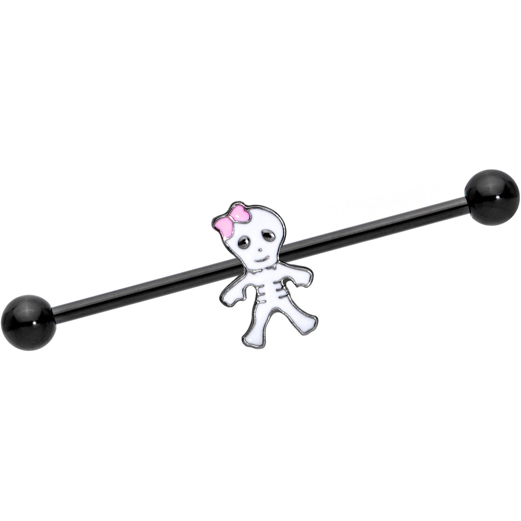 BodyCandy 14G Black Skeleton Girl Halloween Industrial Barbell 38mm — main product shot