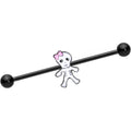BodyCandy 14G Black Skeleton Girl Halloween Industrial Barbell 38mm — main product shot