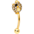 BodyCandy 16G 5/16 Clear Gem Gold Tone Spring Chick Curved Eyebrow Ring — main product shot