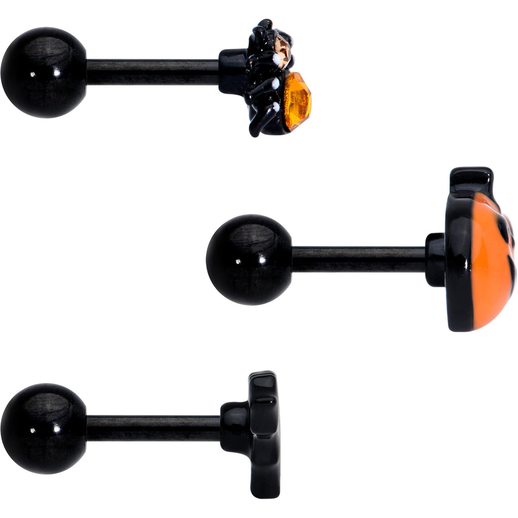 BodyCandy 16G 1/4 Orange Gem Halloween Bat Cartilage Tragus Set of 3 — lifestyle context