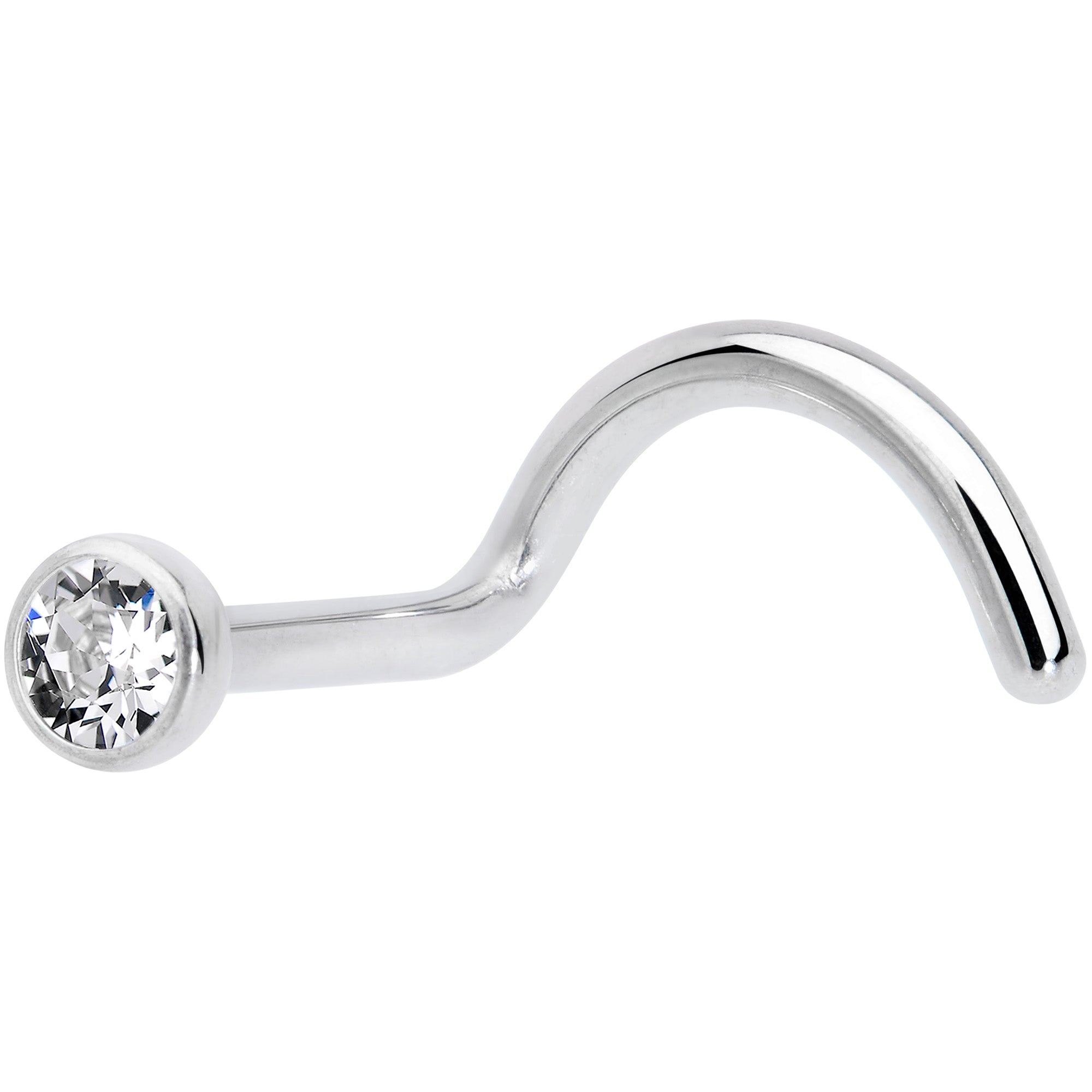 BodyCandy 18G Clear 2.5mm Grade 23 Titanium Press Fit Left Side Nose Screw — main product shot