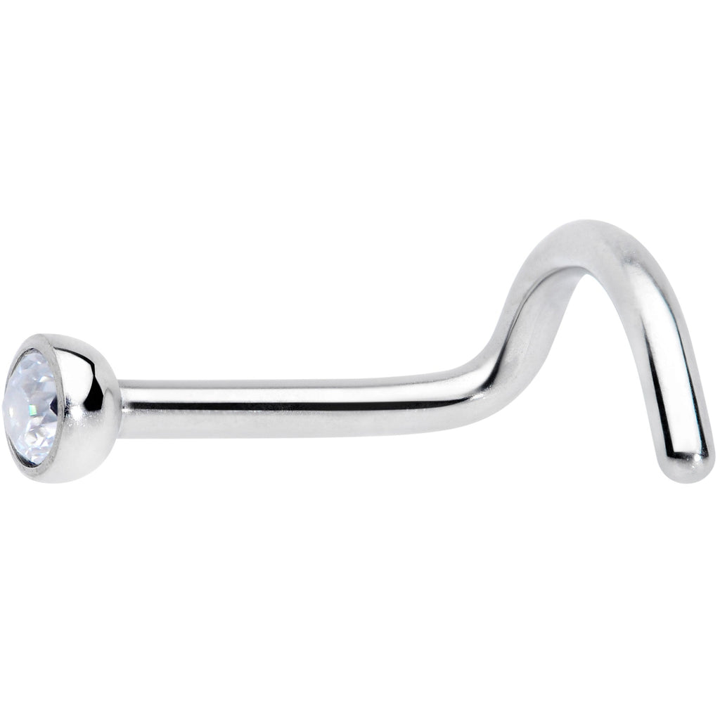 BodyCandy 18G Clear 2.5mm Grade 23 Titanium Press Fit Left Side Nose Screw — detail close-up