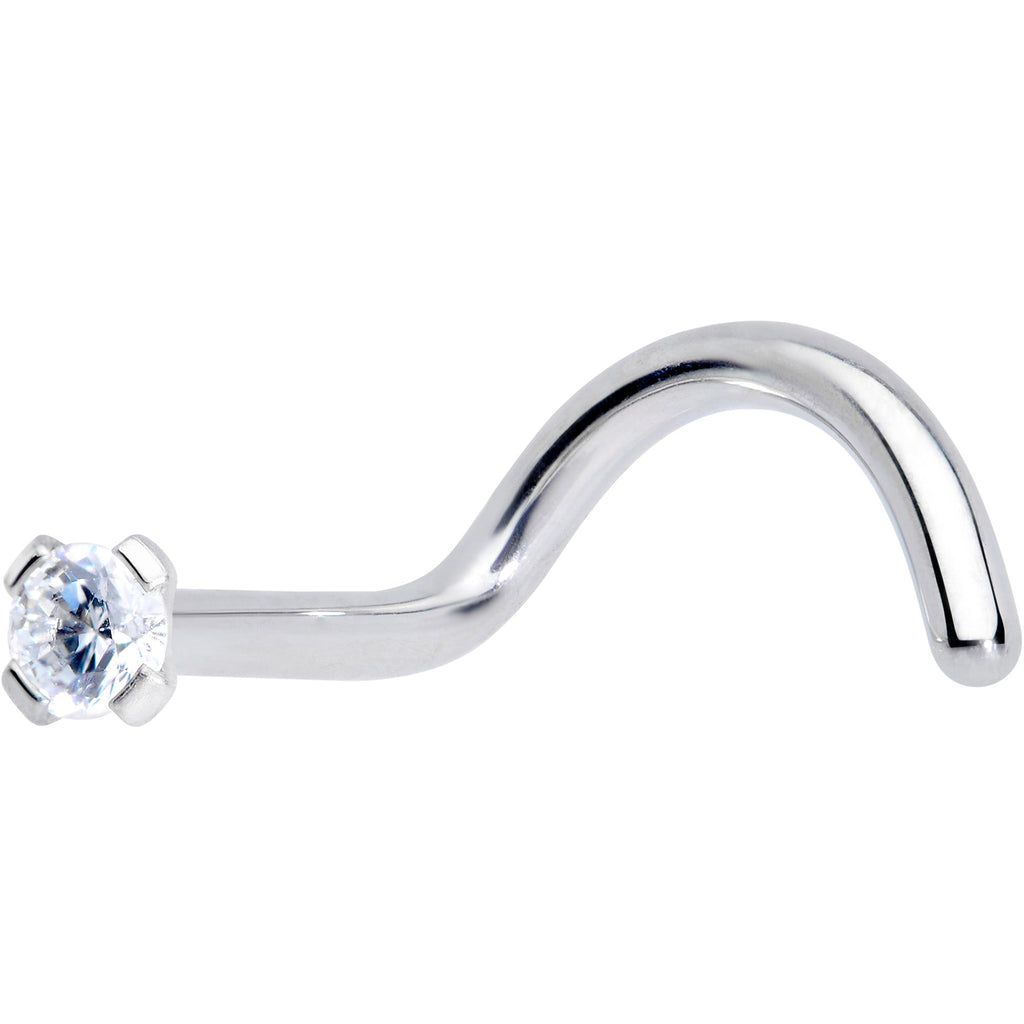 BodyCandy 18G 1/4 Clear 2mm CZ Gem Grade 23 Titanium Left Side Nose Screw — main product shot