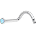 BodyCandy 18G 7mm White 2mm Synthetic Opal Titanium Left Nose Ring Screw — main product shot