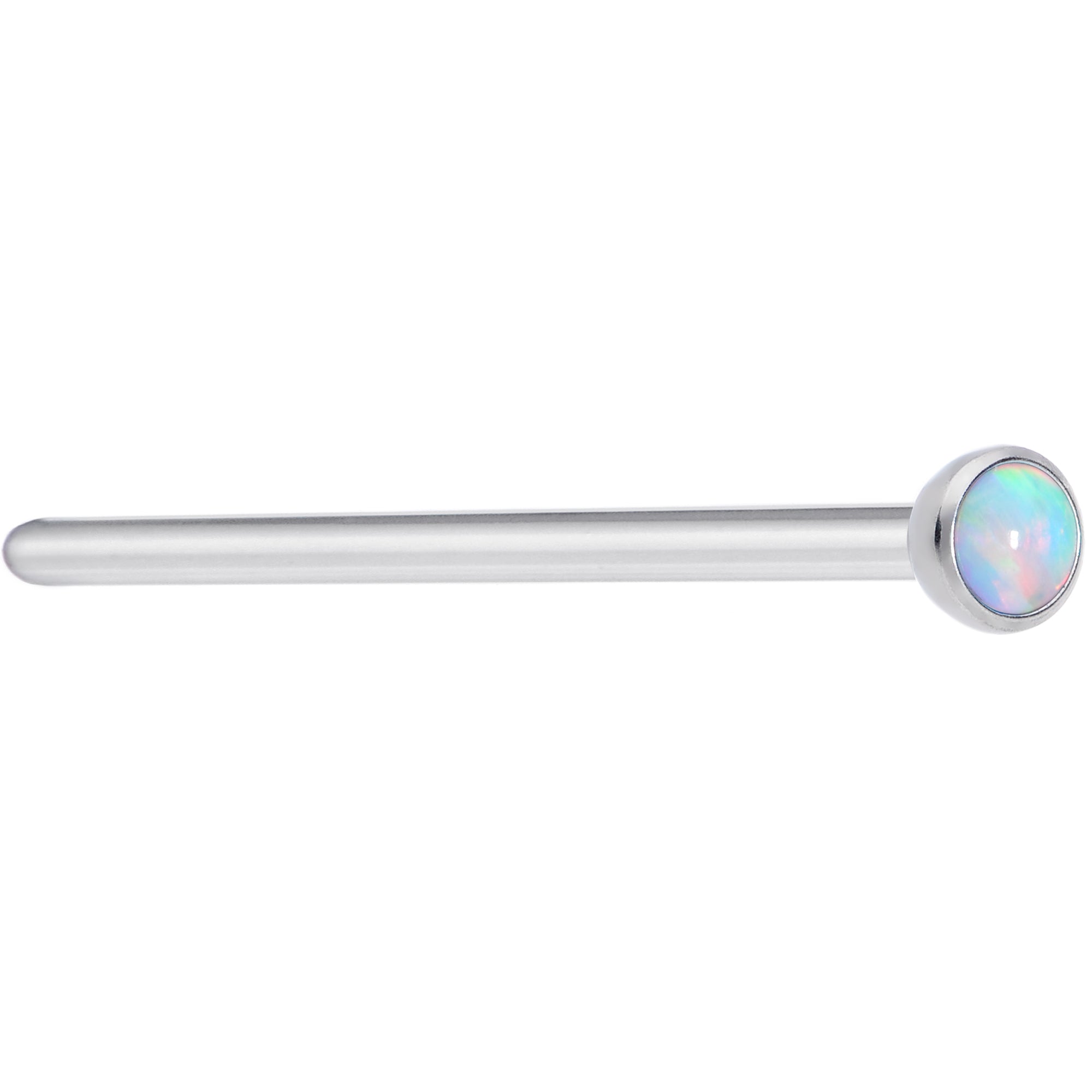 BodyCandy 20G 3/4 White 2mm Synthetic Opal Titanium Fishtail Nose Ring — main product shot