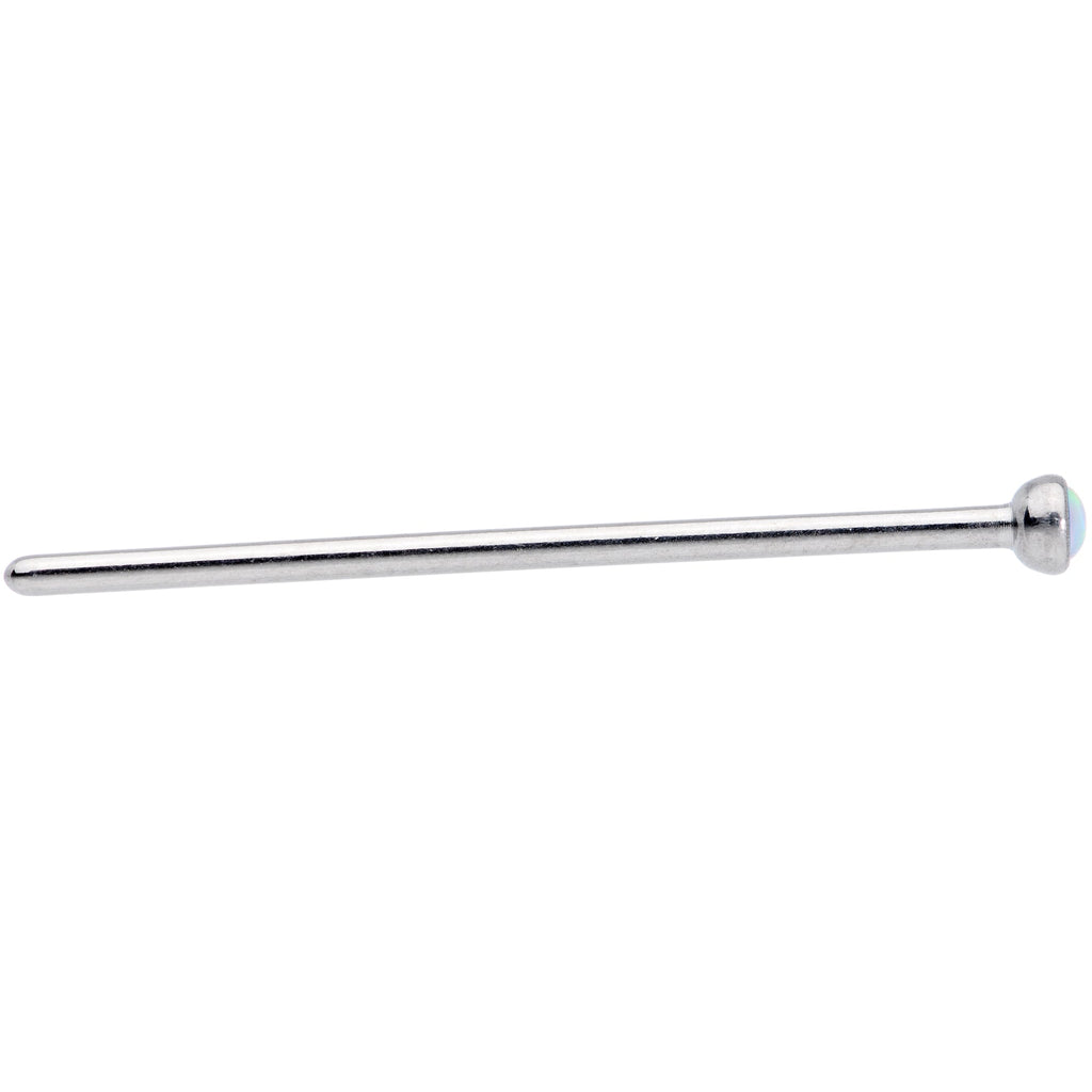 BodyCandy 20G 3/4 White 2mm Synthetic Opal Titanium Fishtail Nose Ring — detail close-up