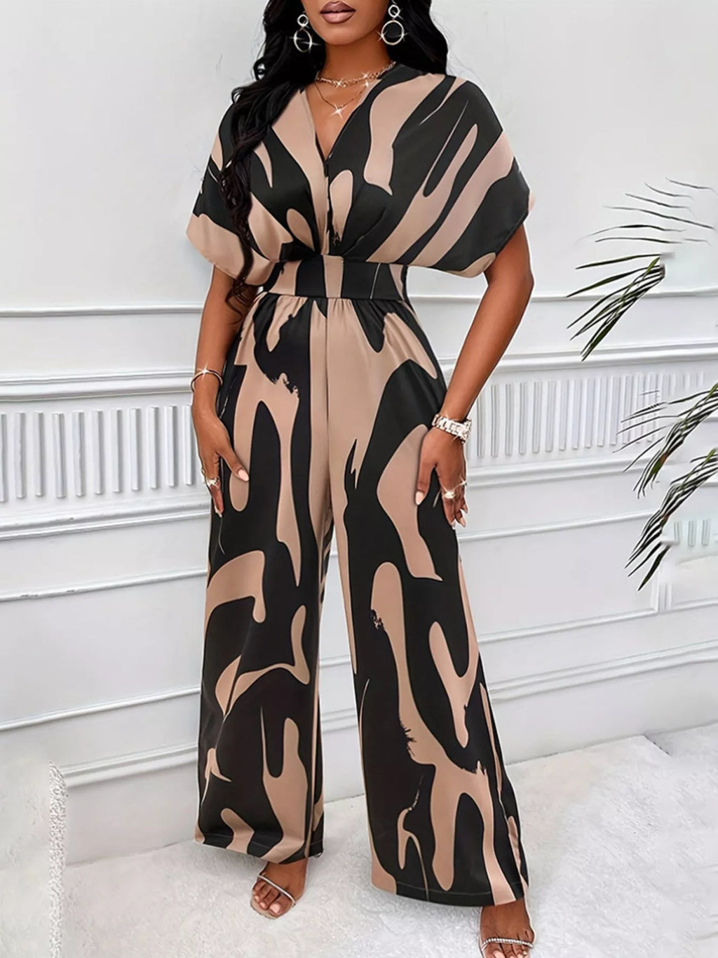 Abstract Print Wide-Leg Jumpsuit