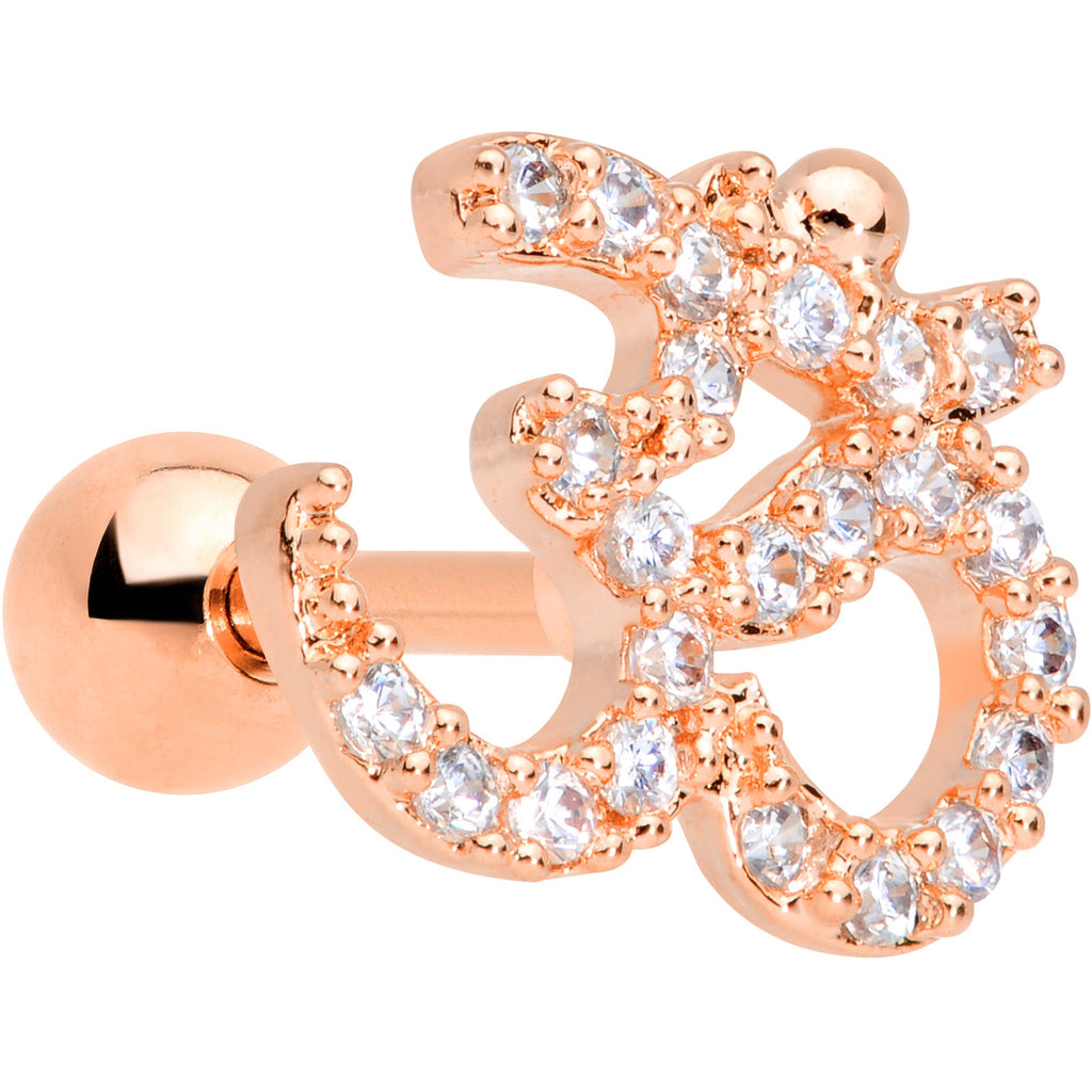 BodyCandy 16G 1/4 Clear CZ Gem Rose Gold Tone Amazing Om Cartilage Tragus — main product shot