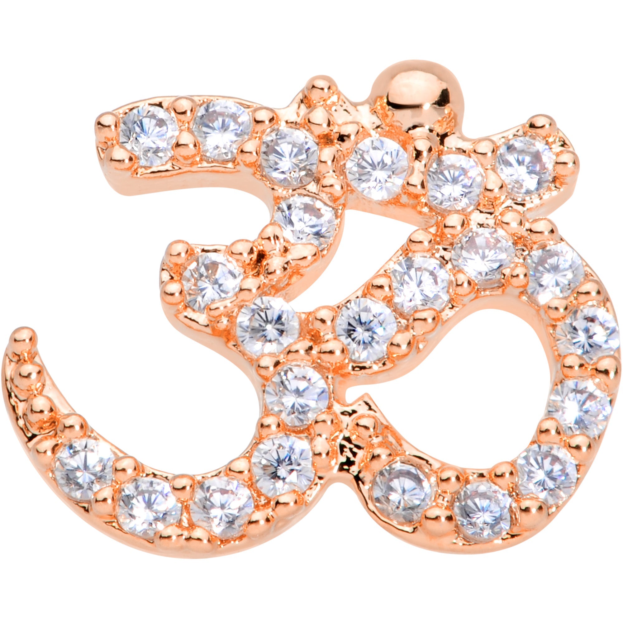 BodyCandy 16G 1/4 Clear CZ Gem Rose Gold Tone Amazing Om Cartilage Tragus — detail close-up
