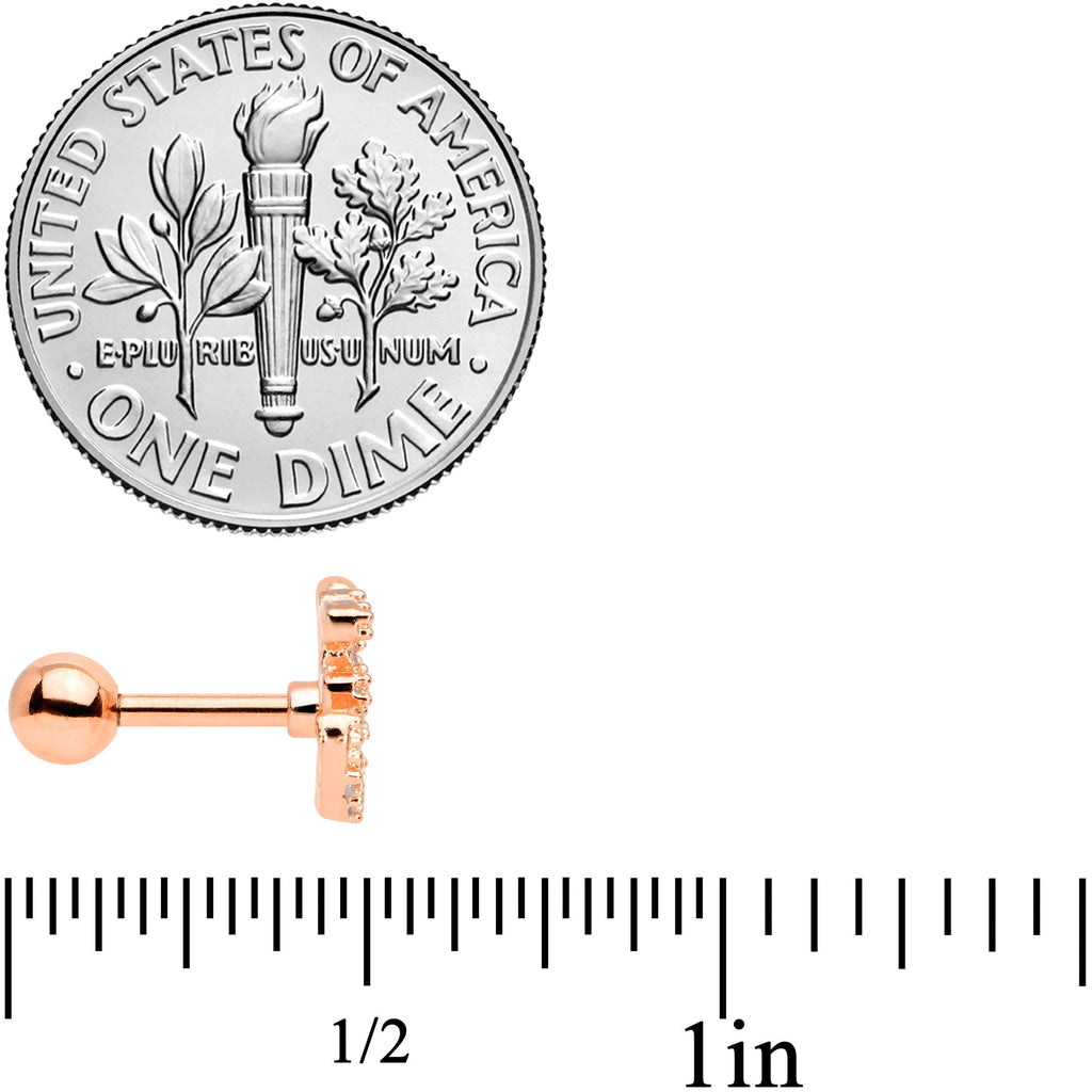 BodyCandy 16G 1/4 Clear CZ Gem Rose Gold Tone Amazing Om Cartilage Tragus — side view