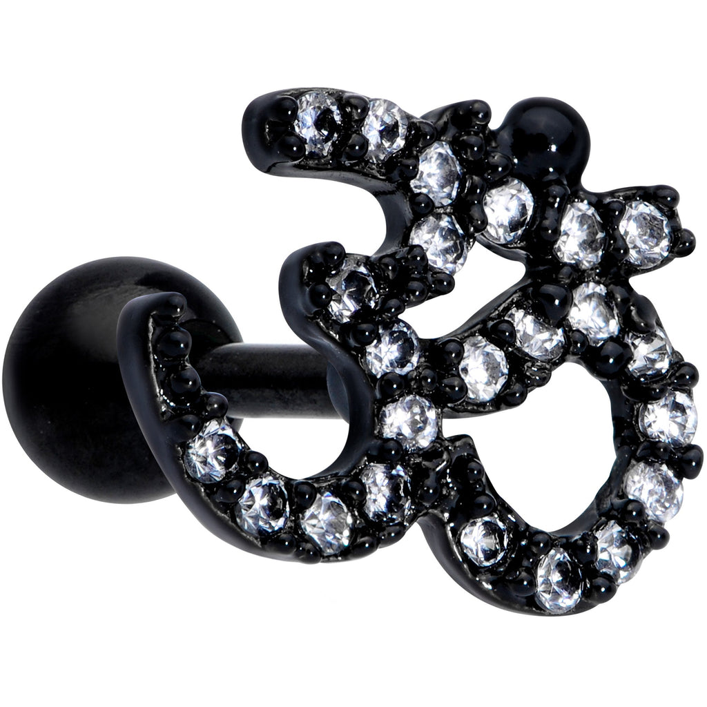 BodyCandy 16G 1/4 Clear CZ Gem Black PVD Amazing Om Cartilage Tragus — main product shot