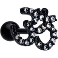 BodyCandy 16G 1/4 Clear CZ Gem Black PVD Amazing Om Cartilage Tragus — main product shot