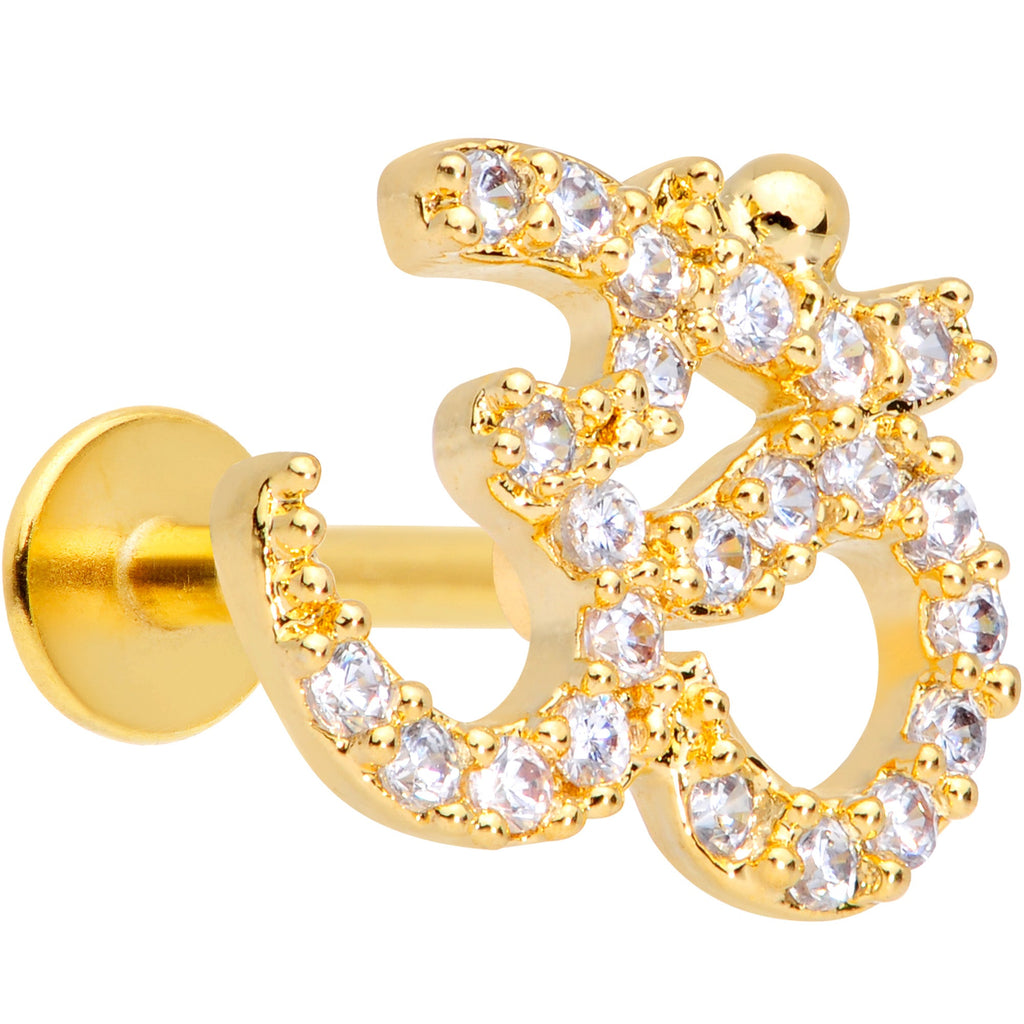BodyCandy 16G 5/16 Clear CZ Gem Gold Tone Amazing Om Labret Monroe Tragus — main product shot