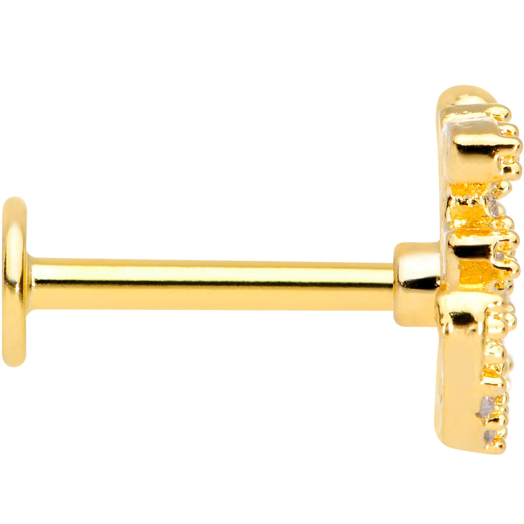 BodyCandy 16G 5/16 Clear CZ Gem Gold Tone Amazing Om Labret Monroe Tragus — lifestyle context