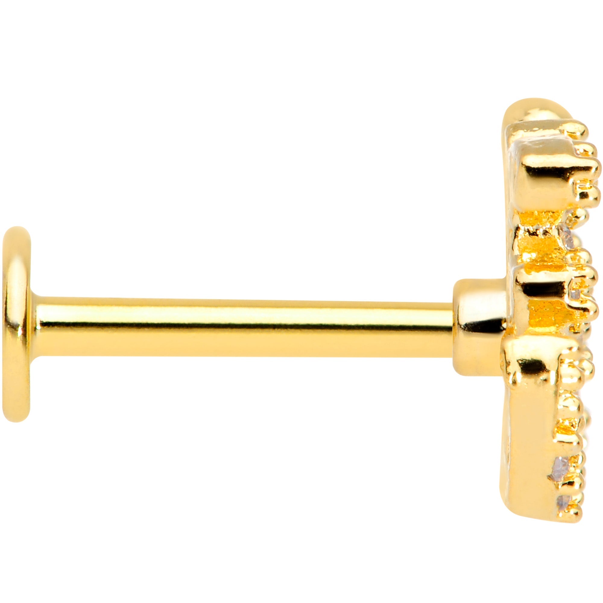 BodyCandy 16G 5/16 Clear CZ Gem Gold Tone Amazing Om Labret Monroe Tragus — lifestyle context