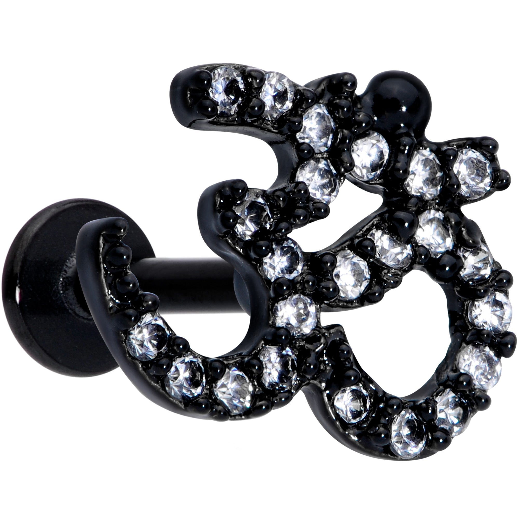 BodyCandy 16G 5/16 Clear CZ Gem Black Amazing Om Labret Monroe Tragus — main product shot