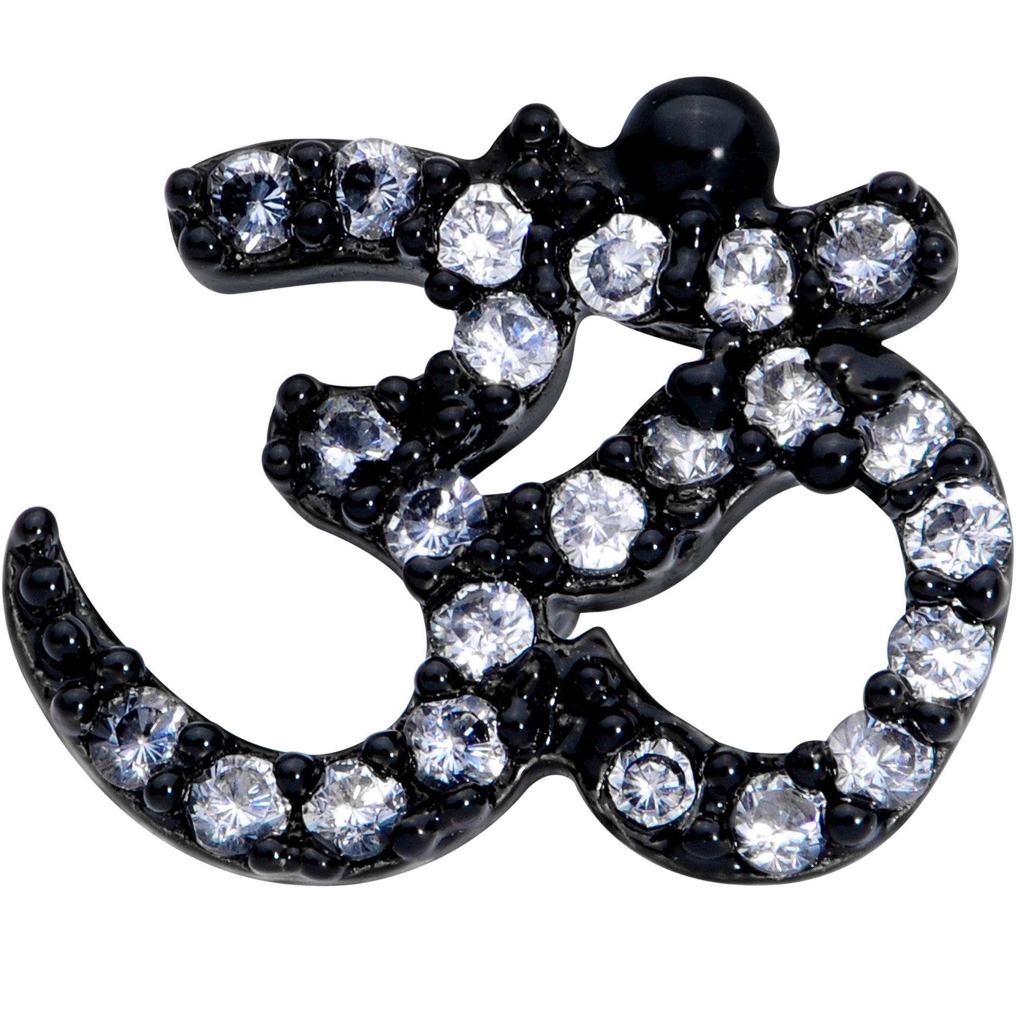 BodyCandy 16G 5/16 Clear CZ Gem Black Amazing Om Labret Monroe Tragus — detail close-up