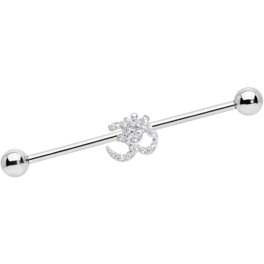 BodyCandy 14G Clear CZ Gem Amazing Om Industrial Barbell 38mm — main product shot