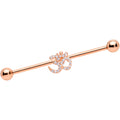 BodyCandy 14G Clear CZ Gem Rose Gold Hue Amazing Om Industrial Barbell 38mm — main product shot