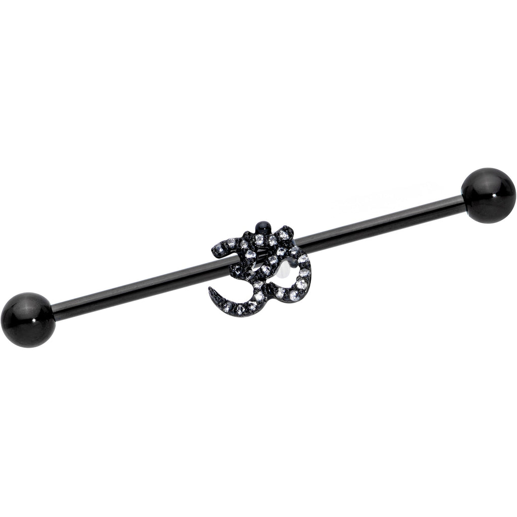 BodyCandy 14G Clear CZ Gem Black Amazing Om Industrial Barbell 38mm — main product shot