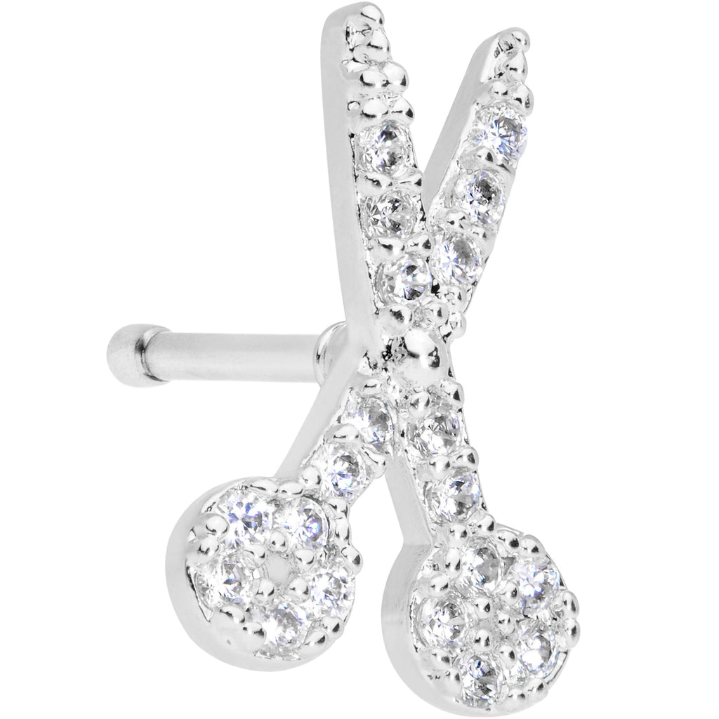 BodyCandy 20G 1/4 Clear CZ Gem Shear Scissors Nose Bone — main product shot