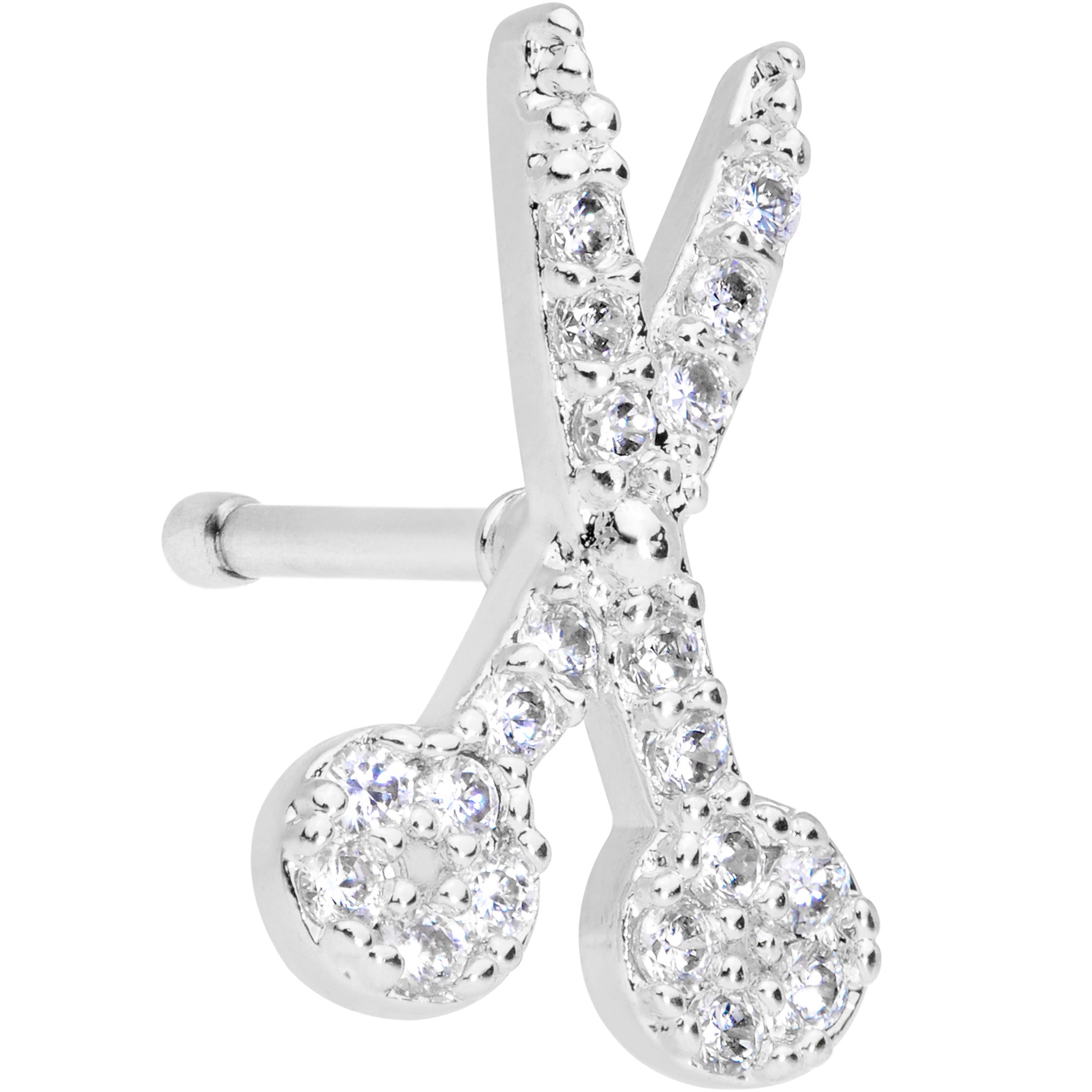 BodyCandy 20G 1/4 Clear CZ Gem Shear Scissors Nose Bone — main product shot