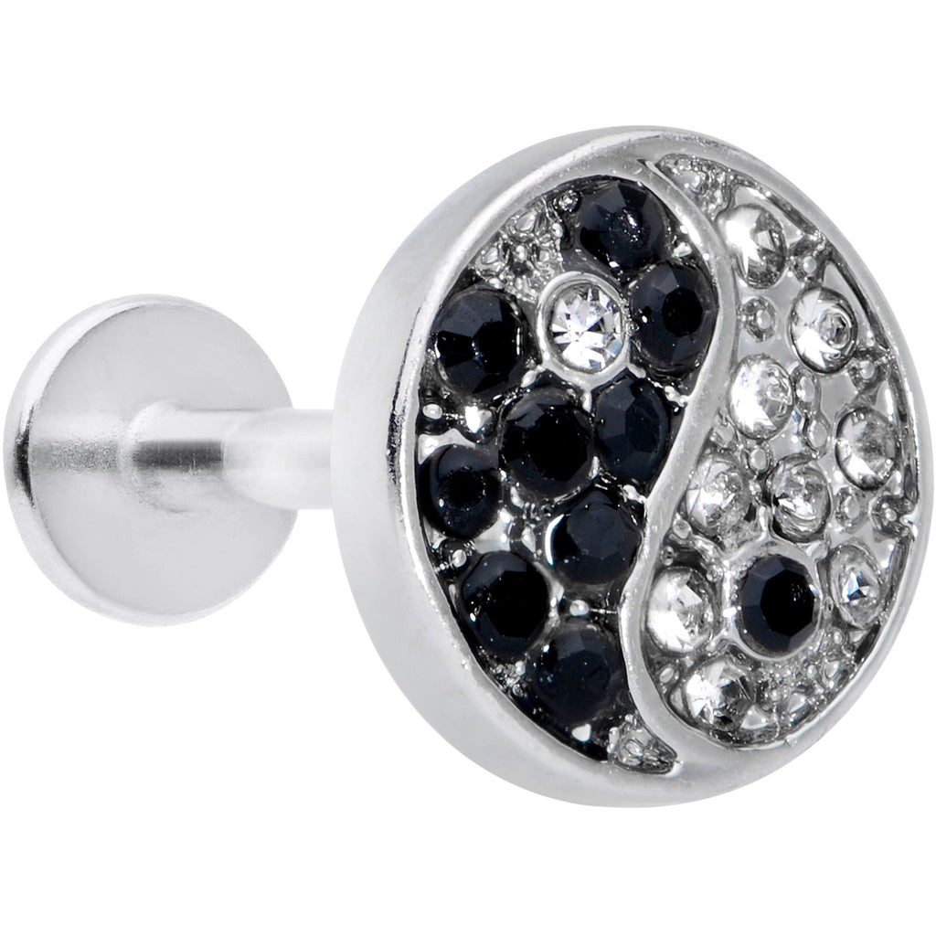 BodyCandy 16G 5/16 Clear Black Gem Yin Yang Labret Monroe Tragus — main product shot