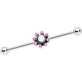 BodyCandy 14G Pink Gem Pearlescent Flower Industrial Barbell 38mm — main product shot
