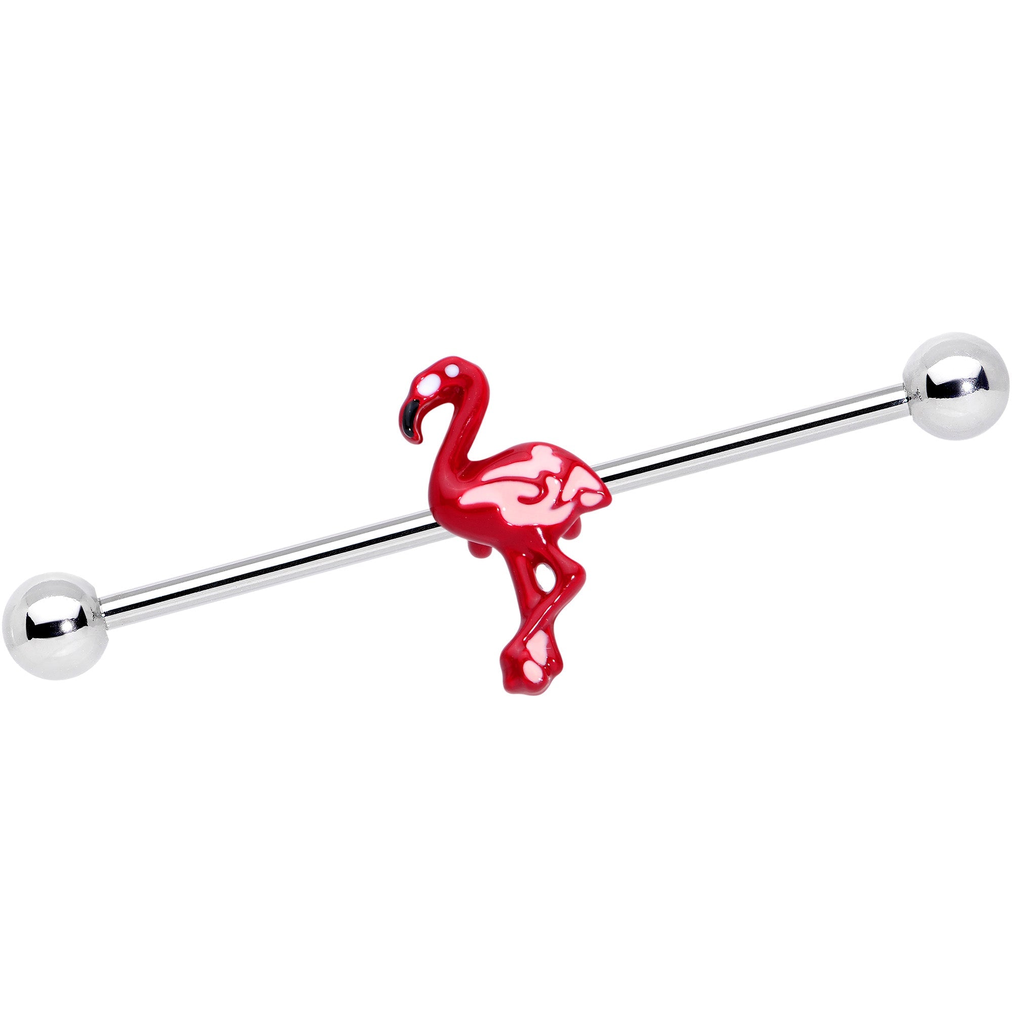 BodyCandy 14G Red Pink Flamingo Industrial Barbell 38mm — main product shot