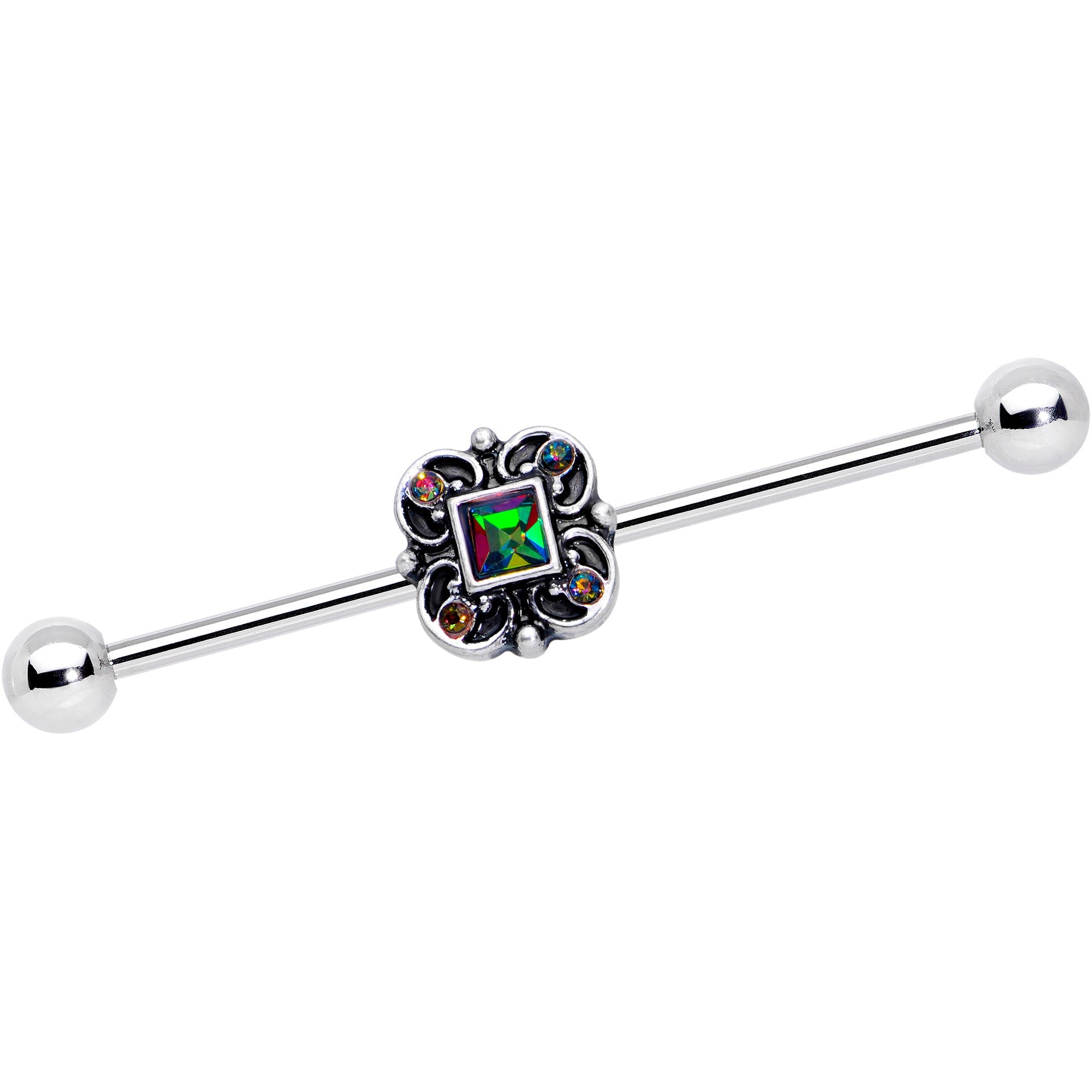 BodyCandy 14G Vitrail Gem Royal Seal Industrial Barbell 38mm — main product shot