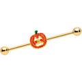BodyCandy 14G Orange Gem Gold Tone Jack O Lantern Industrial Barbell 38mm — main product shot
