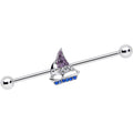 BodyCandy 14G Blue Purple Clear Gem Sailboat Industrial Barbell 38mm — main product shot