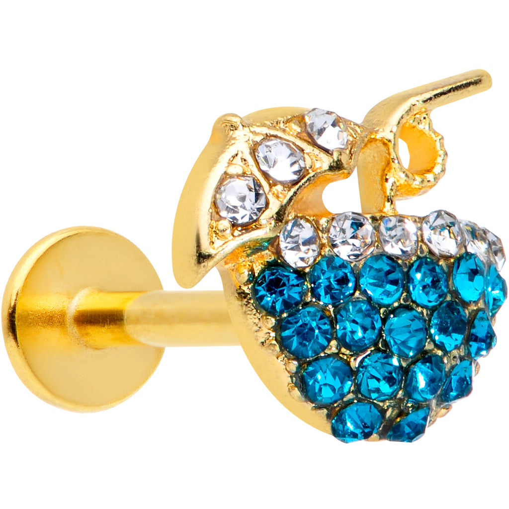 BodyCandy 16G 5/16 Aqua Gem Gold Tone Tropical Drink Labret Monroe Tragus — main product shot