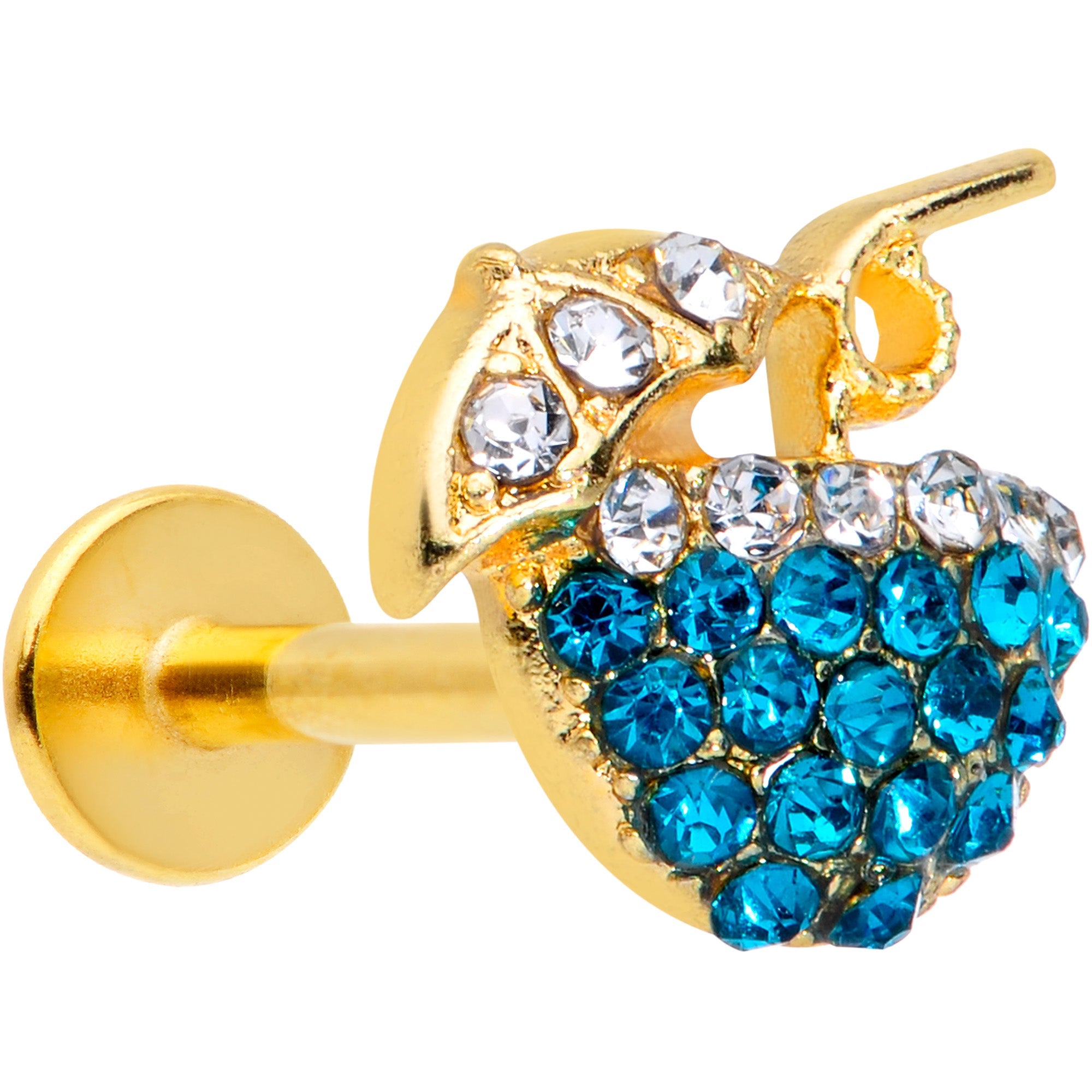BodyCandy 16G 5/16 Aqua Gem Gold Tone Tropical Drink Labret Monroe Tragus — main product shot