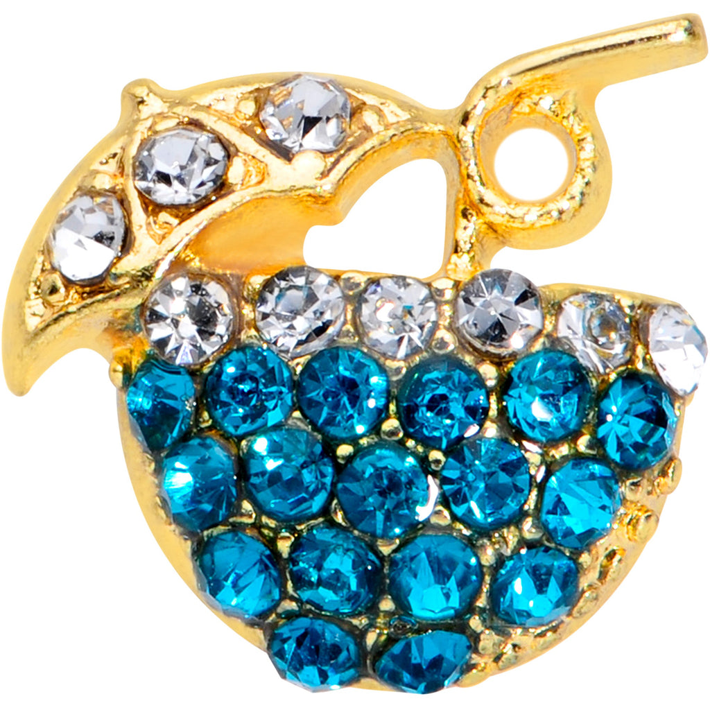BodyCandy 16G 5/16 Aqua Gem Gold Tone Tropical Drink Labret Monroe Tragus — detail close-up