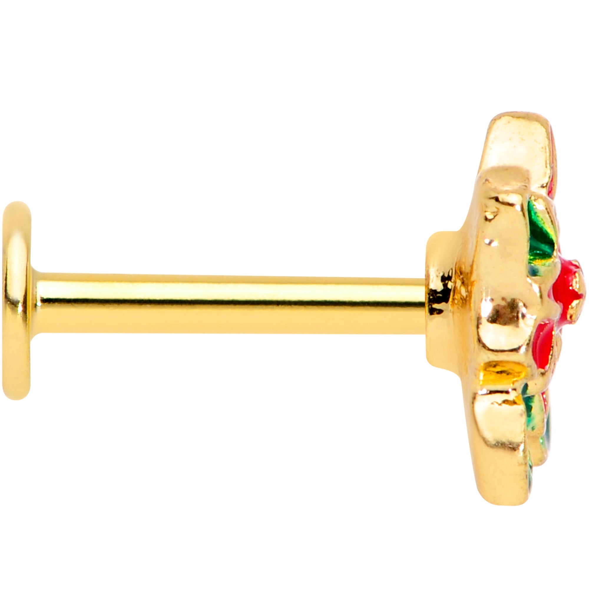BodyCandy 16G 5/16 Gold Tone Poinsettia Christmas Labret Monroe Tragus — lifestyle context