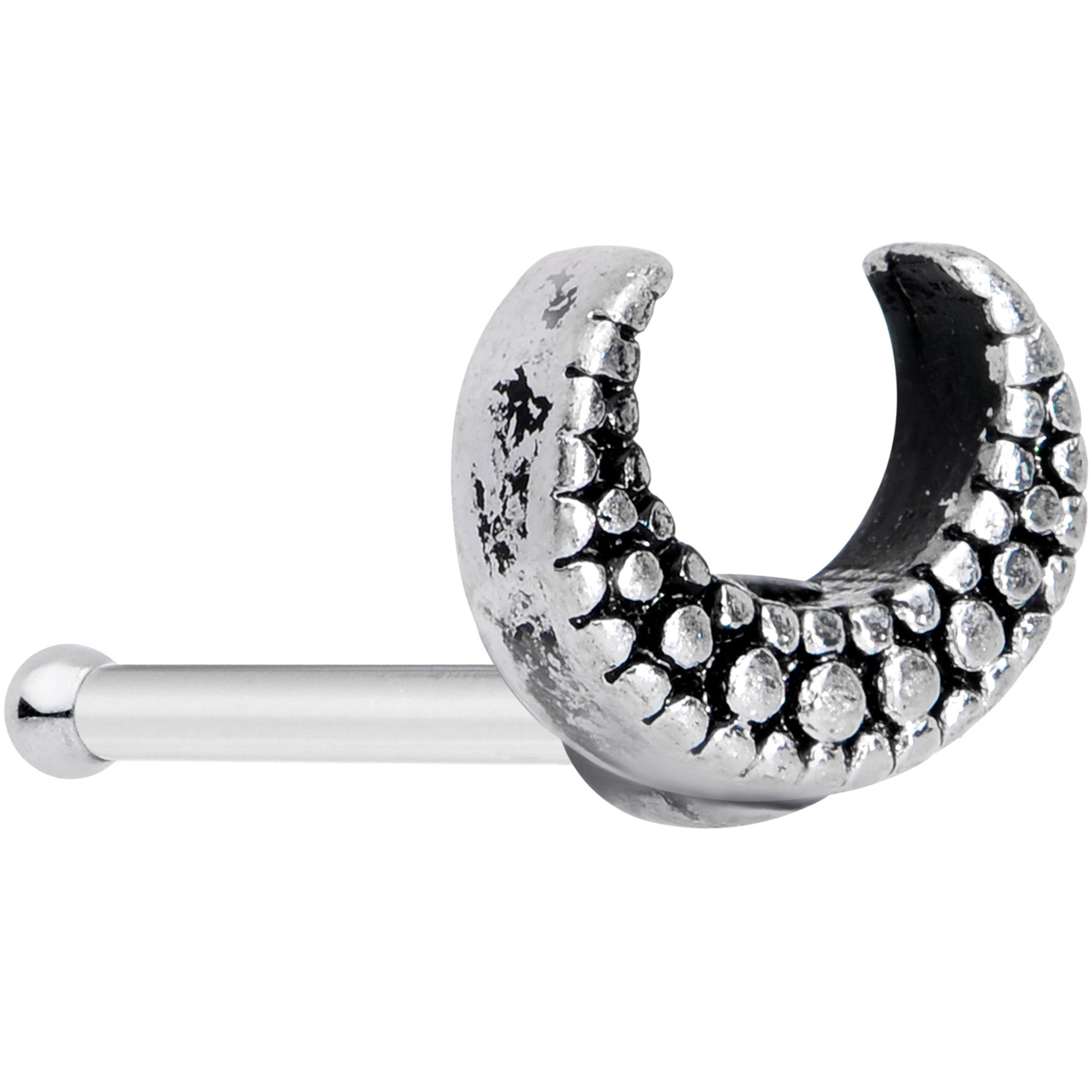 BodyCandy 20G 5/16 Textured Crescent Moon Nose Bone — main product shot