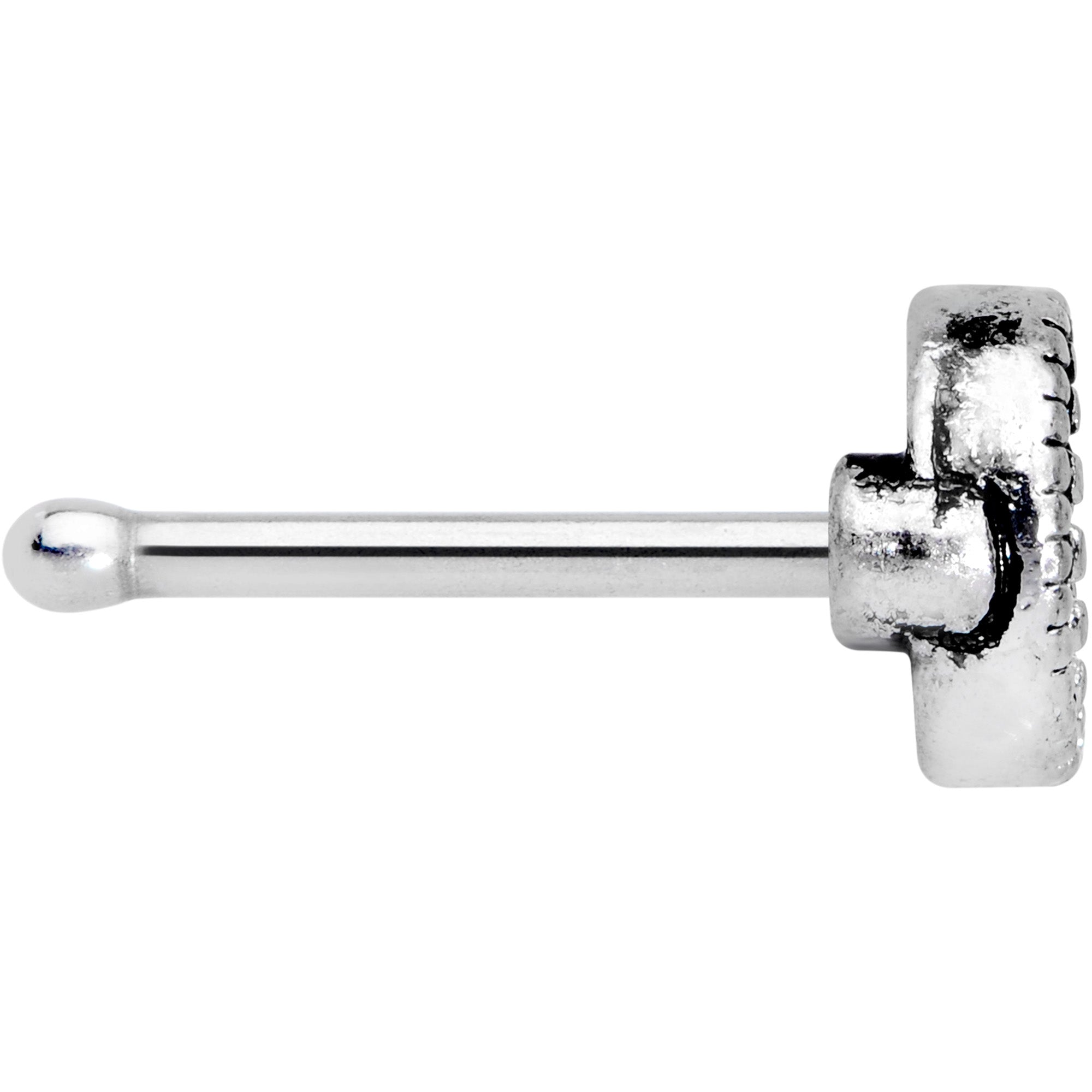 BodyCandy 20G 5/16 Textured Crescent Moon Nose Bone — lifestyle context