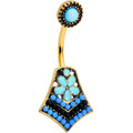 BodyCandy Gold Tone Shades of Blue Geometric Double Mount Belly Ring — main product shot
