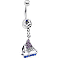 BodyCandy Clear Blue Purple Gem Sailboat Dangle Belly Ring — main product shot