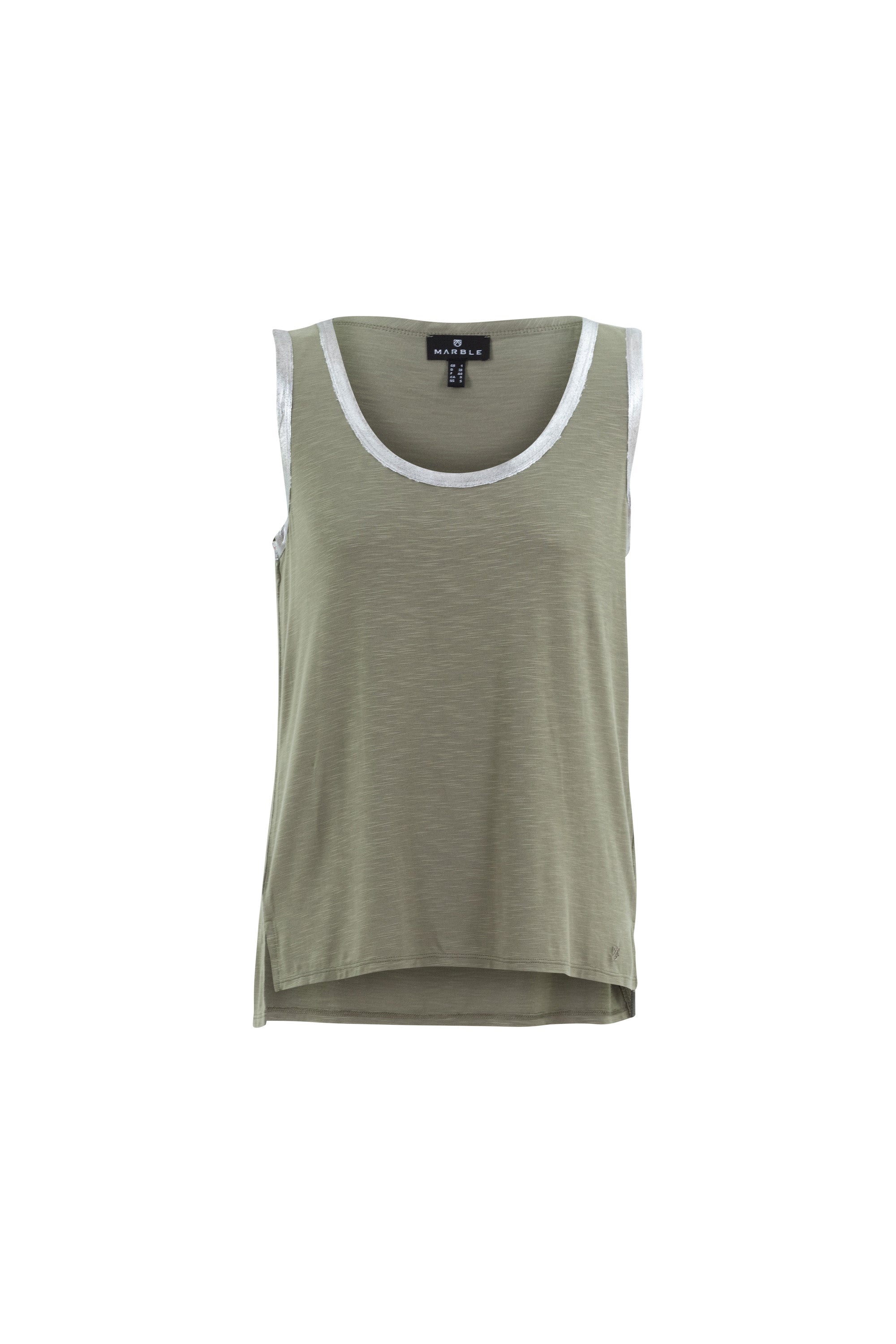 KADOU BOUTIQUE Marble Metallic Trim Tank — lifestyle context