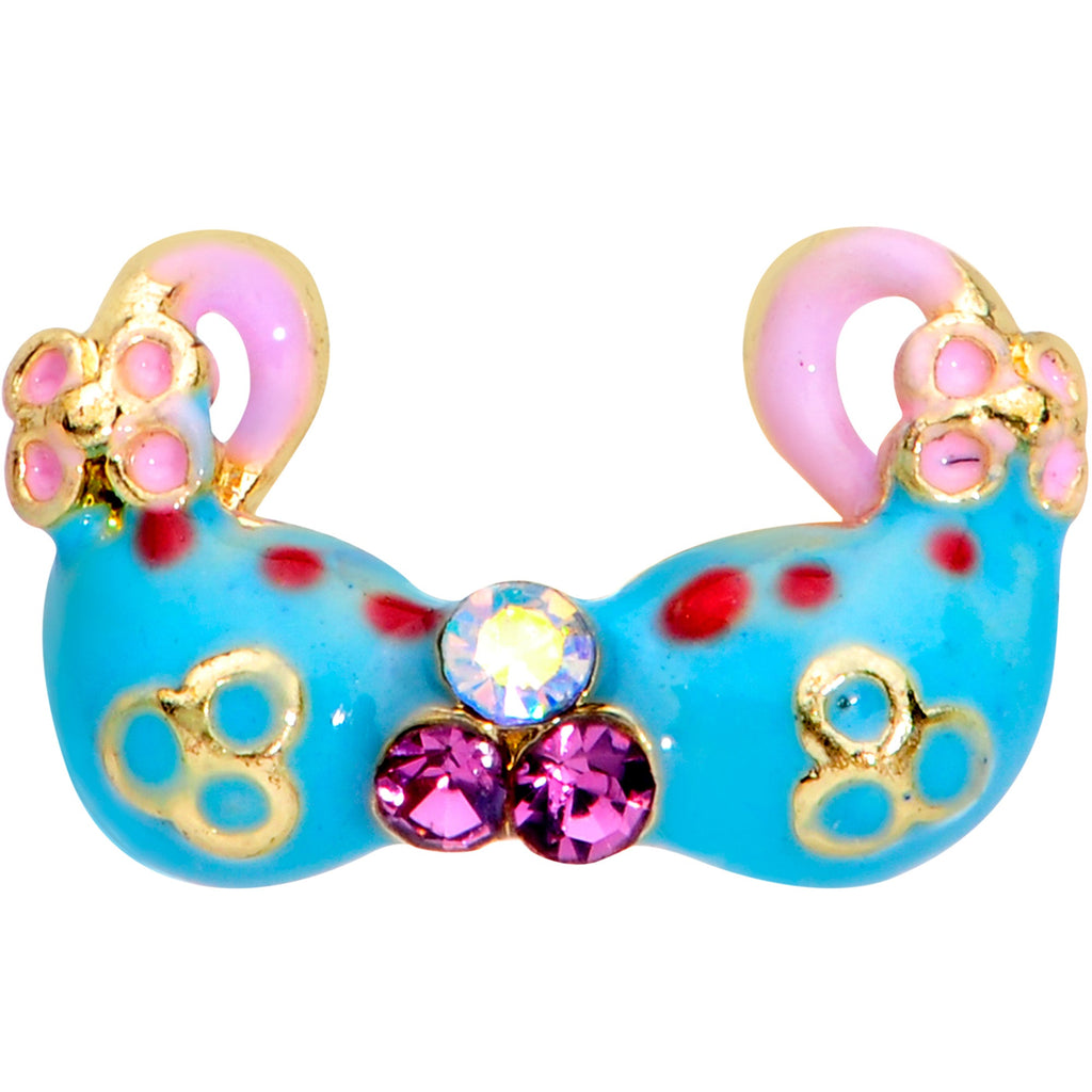 BodyCandy 16G 1/4 Pink Gem Gold Tone Bikini Top Cartilage Tragus Earring — detail close-up