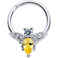 BodyCandy 16G 3/8 Yellow CZ Gem Bee Hinged Segment Ring — main product shot