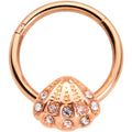 BodyCandy 16G 3/8 Clear Gem Rose Gold Tone Shell Hinged Segment Ring — main product shot