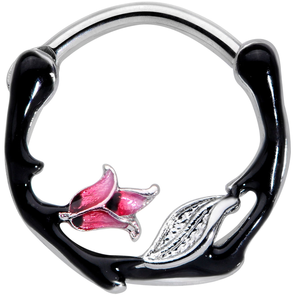 BodyCandy 16G 3/8 Pink Flower Black Cartilage Clicker — main product shot
