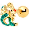 BodyCandy 16G 1/4 Gold Tone Green Mermaid Cartilage Tragus Earring — main product shot