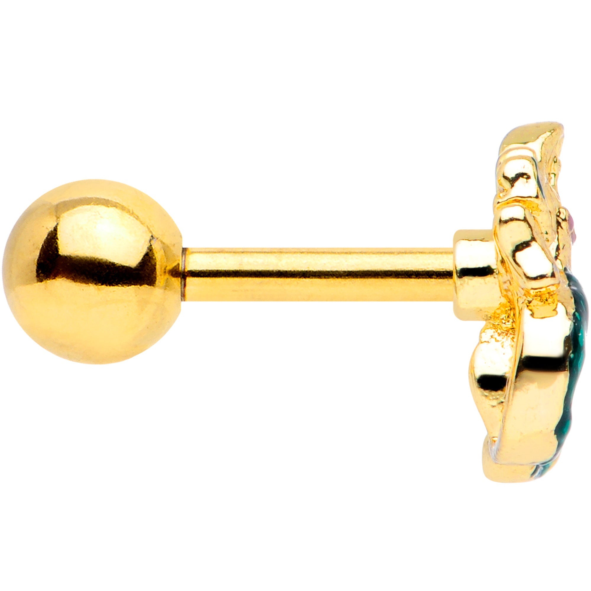 BodyCandy 16G 1/4 Gold Tone Green Mermaid Cartilage Tragus Earring — lifestyle context